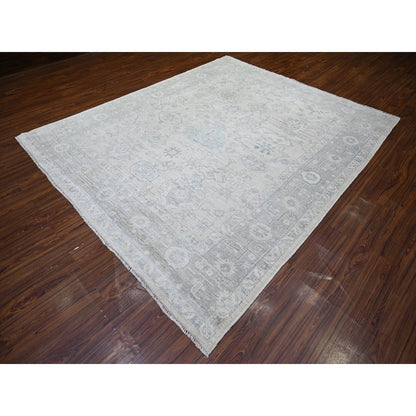 Oushak And Peshawar Wool Hand Knotted Rug Grey Gray 8.3X9.11 -O074407