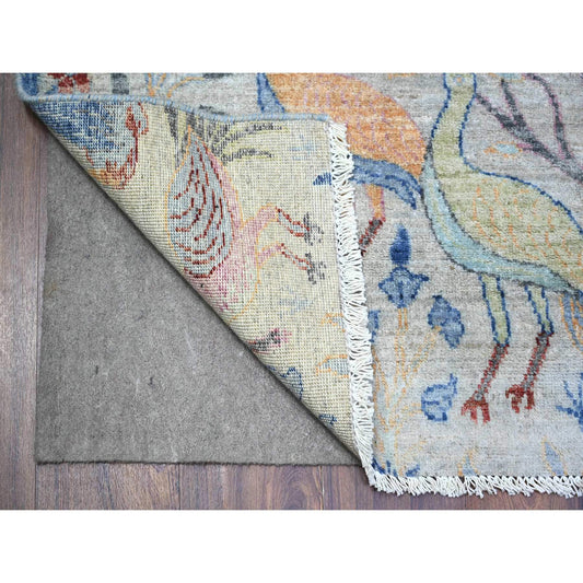 Oushak And Peshawar Wool Hand Knotted Rug Grey No Border 4.1X11.11 -O074410