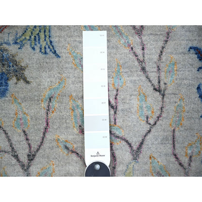 Oushak And Peshawar Wool Hand Knotted Rug Grey No Border 4.1X11.11 -O074410