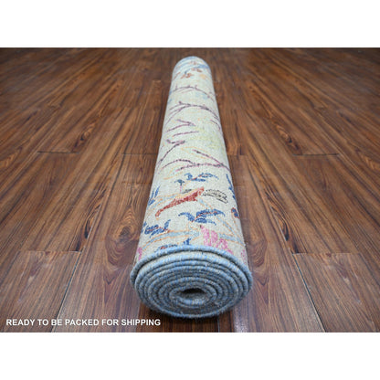 Oushak And Peshawar Wool Hand Knotted Rug Grey No Border 4.1X11.11 -O074410