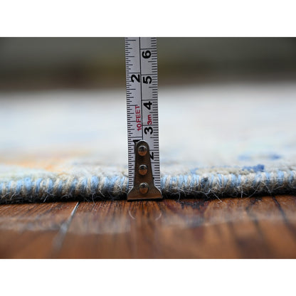 Oushak And Peshawar Wool Hand Knotted Rug Grey No Border 4.1X11.11 -O074410