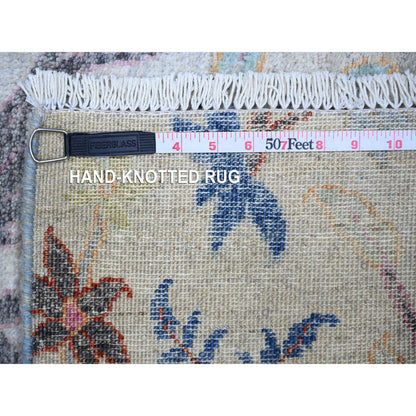 Oushak And Peshawar Wool Hand Knotted Rug Grey No Border 4.1X11.11 -O074410