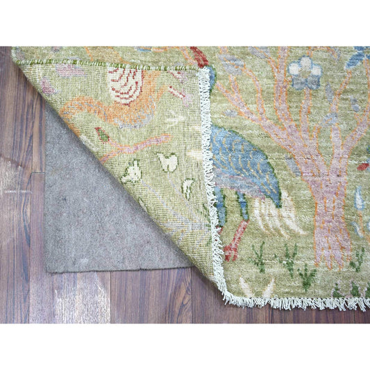 Oushak And Peshawar Wool Hand Knotted Rug Green No Border 3.0X5.2 -O074412
