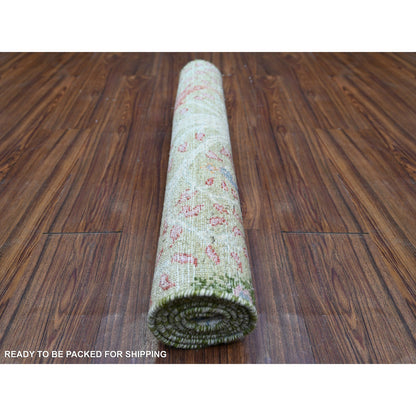 Oushak And Peshawar Wool Hand Knotted Rug Green No Border 3.0X5.2 -O074412