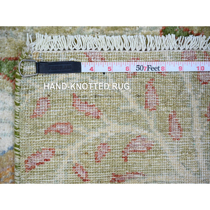 Oushak And Peshawar Wool Hand Knotted Rug Green No Border 3.0X5.2 -O074412