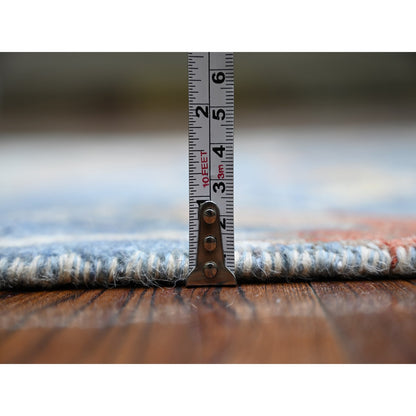 Oushak And Peshawar Wool Hand Knotted Rug Blue No Border 3.0X10.2 -O074422