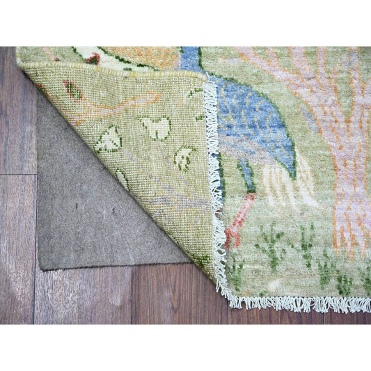Oushak And Peshawar Wool Hand Knotted Rug Green No Border 2.7X6.0 -O074427
