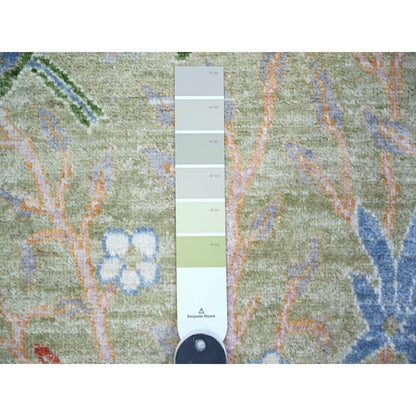 Oushak And Peshawar Wool Hand Knotted Rug Green No Border 2.7X6.0 -O074427