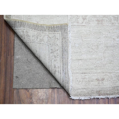 Oushak And Peshawar Wool Hand Knotted Rug Grey Smoky White 9.9X14.0 -O074446