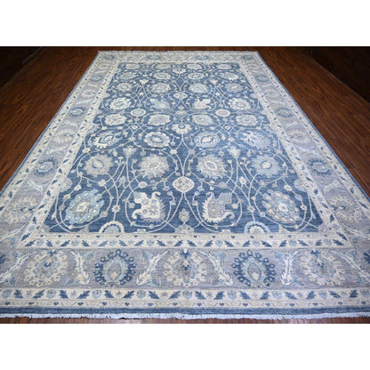 Oushak And Peshawar Wool Hand Knotted Rug Blue Gray 9.10X14.3 -O074461