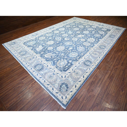 Oushak And Peshawar Wool Hand Knotted Rug Blue Gray 9.10X14.3 -O074461