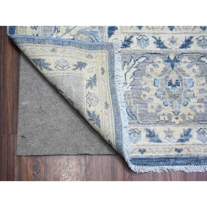 Oushak And Peshawar Wool Hand Knotted Rug Blue Gray 9.10X14.3 -O074461