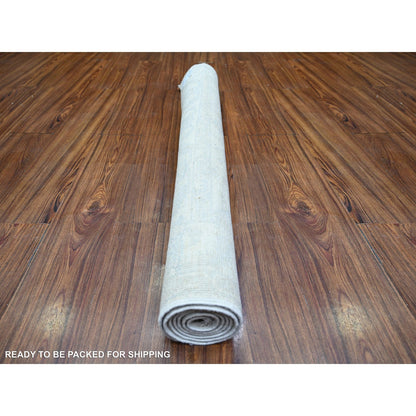 Oushak And Peshawar Wool Hand Knotted Rug Ivory Daisy White 3.10X5.10 -O074462