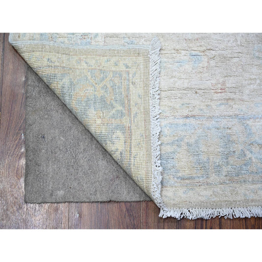 Oushak And Peshawar Wool Hand Knotted Rug Grey Glaucous Gray 3.9X5.11 -O074463