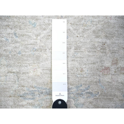 Oushak And Peshawar Wool Hand Knotted Rug Grey Glaucous Gray 3.9X5.11 -O074463