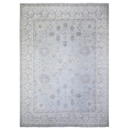 Oushak And Peshawar Wool Hand Knotted Rug Grey Chrome Gray 11.10X16.3 -O074465