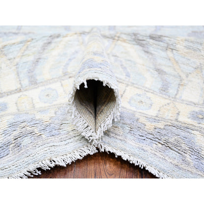 Oushak And Peshawar Wool Hand Knotted Rug Grey Chrome Gray 11.10X16.3 -O074465