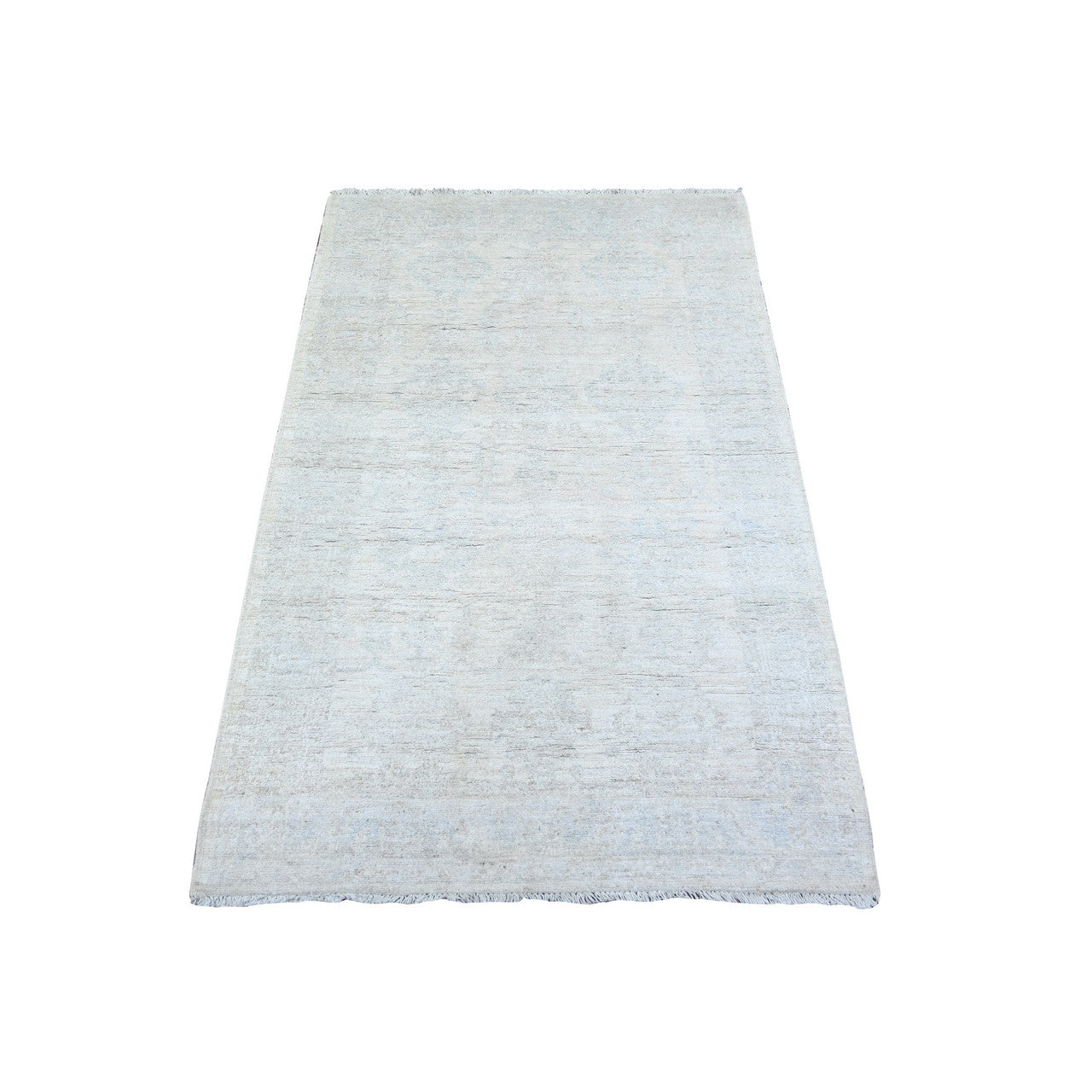 Oushak And Peshawar Wool Hand Knotted Rug Ivory Gray 2.11X4.10 -O074468