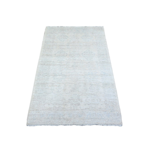 Oushak And Peshawar Wool Hand Knotted Rug Ivory Gray 2.11X4.10 -O074468