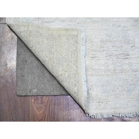 Oushak And Peshawar Wool Hand Knotted Rug Ivory Gray 2.11X4.10 -O074468