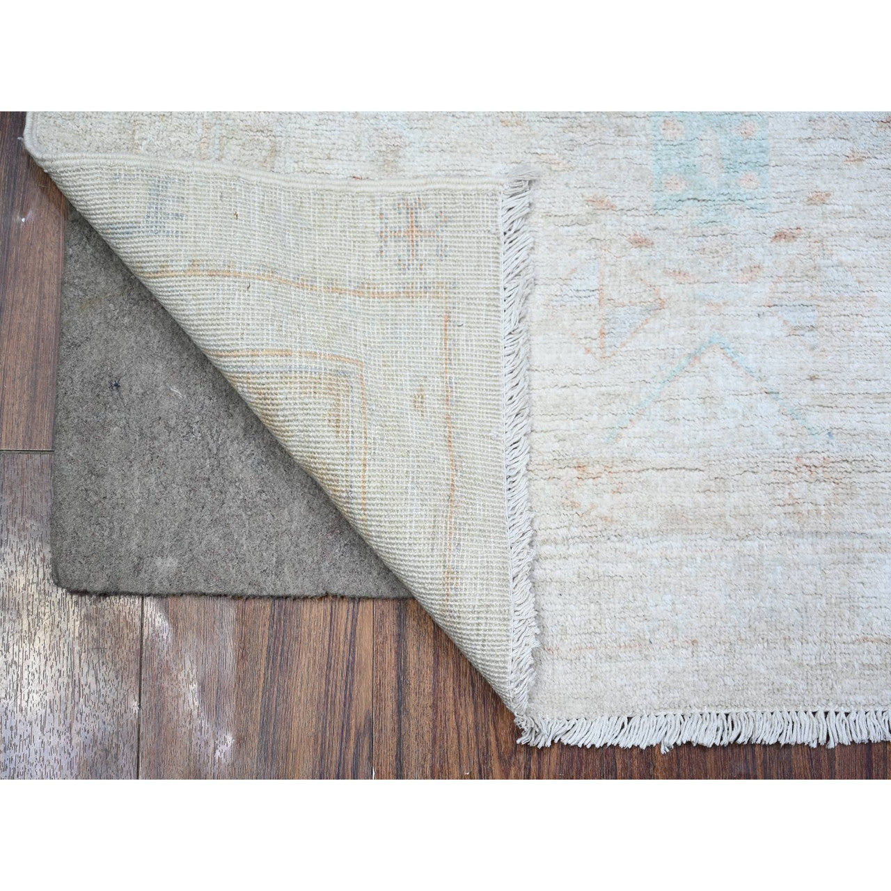Oushak And Peshawar Wool Hand Knotted Rug Ivory Ivory 2.11X4.9 -O074469