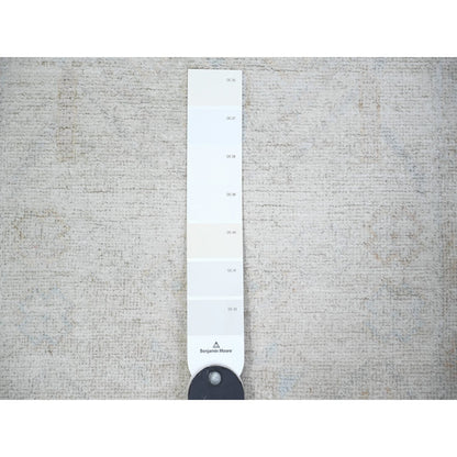 Oushak And Peshawar Wool Hand Knotted Rug Ivory Ivory 2.5X9.5 -O074471