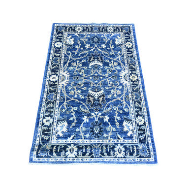 Oushak And Peshawar Wool Hand Knotted Rug Blue Admiral Blue 2.10X4.8 -O074473
