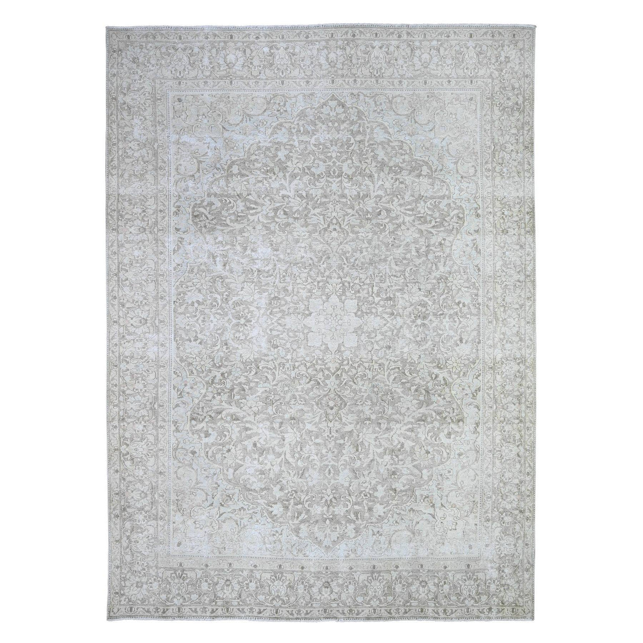 Gray 7'8" x 10'6" Overdyed & Vintage Hand knotted Wool Rug - Sku: O074477
