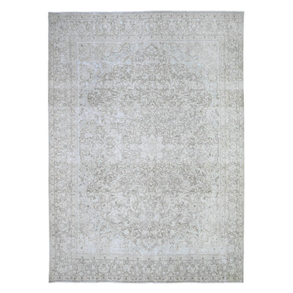 Overdyed & Vintage Wool Hand Knotted Rug Grey Gray 7.8X10.6 -O074477