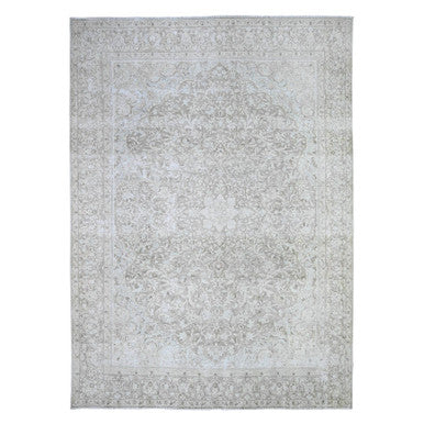 Overdyed & Vintage Wool Hand Knotted Rug Grey Gray 7.8X10.6 -O074477