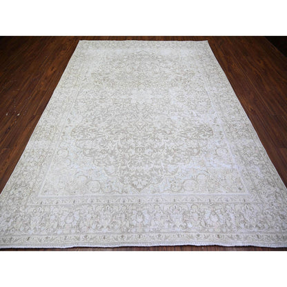 Overdyed & Vintage Wool Hand Knotted Rug Grey Gray 7.8X10.6 -O074477