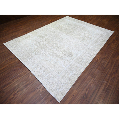 Overdyed & Vintage Wool Hand Knotted Rug Grey Gray 7.8X10.6 -O074477