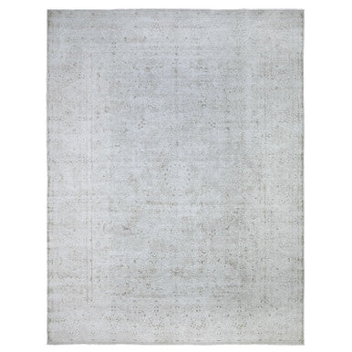 Overdyed & Vintage Wool Hand Knotted Rug Grey Gray 9.9X12.8 -O074480