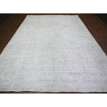 Overdyed & Vintage Wool Hand Knotted Rug Grey Gray 9.9X12.8 -O074480