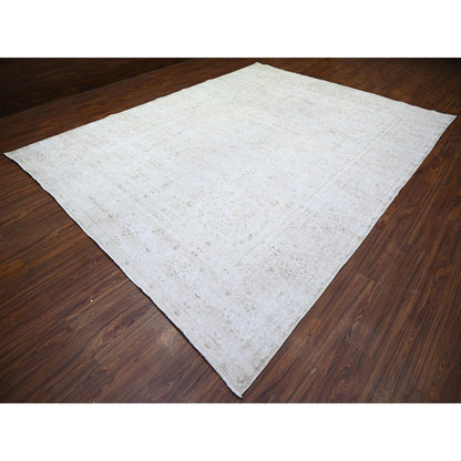 Overdyed & Vintage Wool Hand Knotted Rug Grey Gray 9.9X12.8 -O074480