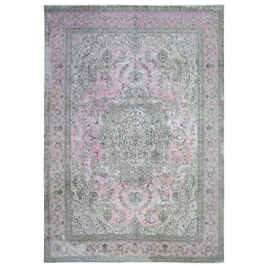 Overdyed & Vintage Wool Hand Knotted Rug Pink Pink 11.3X15.9 -O074481