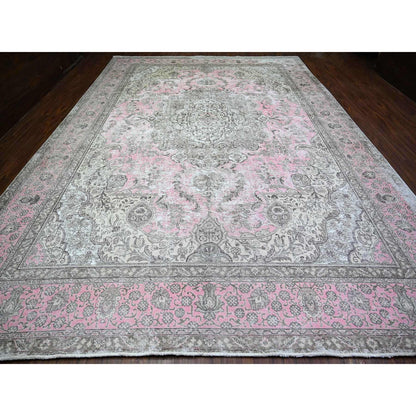 Overdyed & Vintage Wool Hand Knotted Rug Pink Pink 11.3X15.9 -O074481