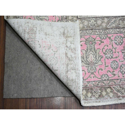 Overdyed & Vintage Wool Hand Knotted Rug Pink Pink 11.3X15.9 -O074481