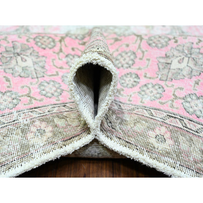 Overdyed & Vintage Wool Hand Knotted Rug Pink Pink 11.3X15.9 -O074481