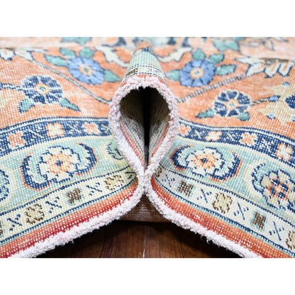 Overdyed & Vintage Wool Hand Knotted Rug Orange Orange 12.2X15.2 -O074483