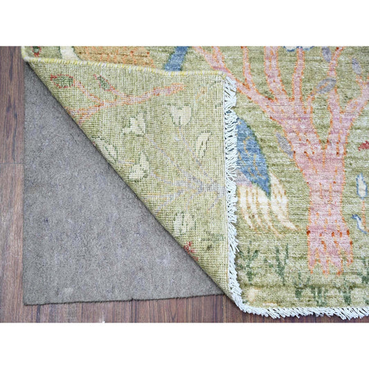 Oushak And Peshawar Wool Hand Knotted Rug Green No Border 2.6X6.4 -O074489