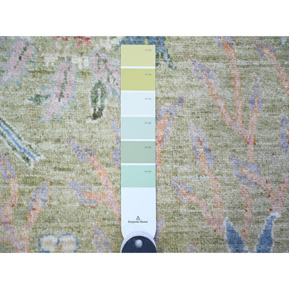 Oushak And Peshawar Wool Hand Knotted Rug Green No Border 2.6X6.4 -O074489