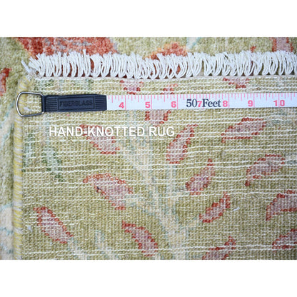 Oushak And Peshawar Wool Hand Knotted Rug Green No Border 2.6X6.4 -O074489