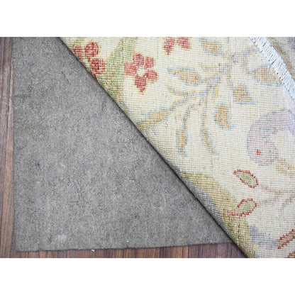 Oushak And Peshawar Wool Hand Knotted Rug Ivory No Border 7.11X7.11 -O074496