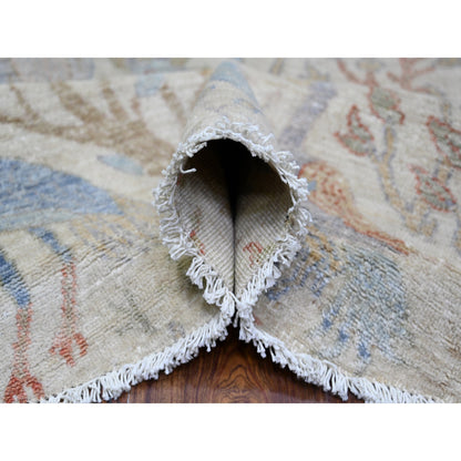 Oushak And Peshawar Wool Hand Knotted Rug Ivory No Border 7.11X7.11 -O074496