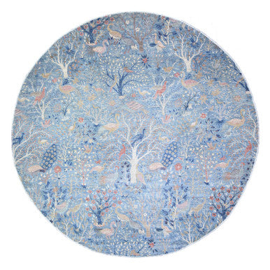 Oushak And Peshawar Wool Hand Knotted Rug Blue No Border 12.0X12.2 -O074497