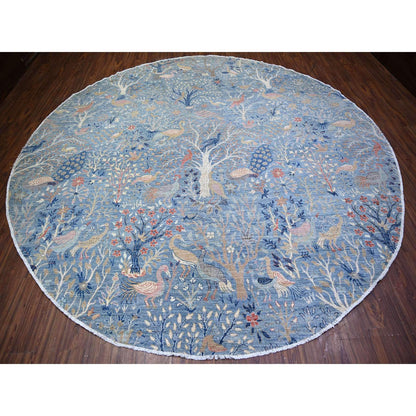 Oushak And Peshawar Wool Hand Knotted Rug Blue No Border 12.0X12.2 -O074497