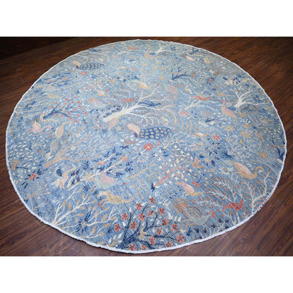 Oushak And Peshawar Wool Hand Knotted Rug Blue No Border 12.0X12.2 -O074497
