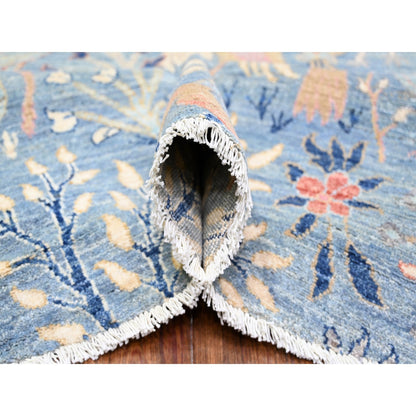 Oushak And Peshawar Wool Hand Knotted Rug Blue No Border 12.0X12.2 -O074497