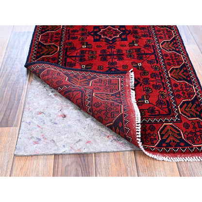 Tribal & Geometric Wool Hand Knotted Rug Red 1.9x4.8 -O0744